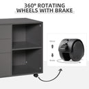 Grey Mobile Printer Stand with 3 Drawers and 2 Shelves - Modern Office Storage