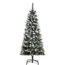 5FT Green Artificial Christmas Tree with Red Berries and Pinecones