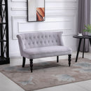 Grey Wood Frame Loveseat Sofa with Vintage Design