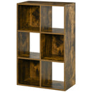 Rustic Industrial Six-Cube Shelving Unit in Charcoal Grey