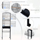 Black Metal Bird Cage with Removable Wheels Stand - 153cm