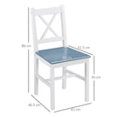 White Pine Wood Cross Back Dining Chairs Set of 2