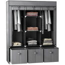 Dark Grey Fabric Wardrobe with Shelves, Hanging Rails, and Drawers - Portable and Foldable Closet 125x43x162.5cm