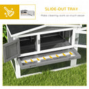 Grey Wooden Rabbit Hutch with Run and Accessories, 156 x 58 x 68cm