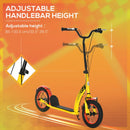 Yellow Kids Kick Scooter with Adjustable Height and Dual Brakes