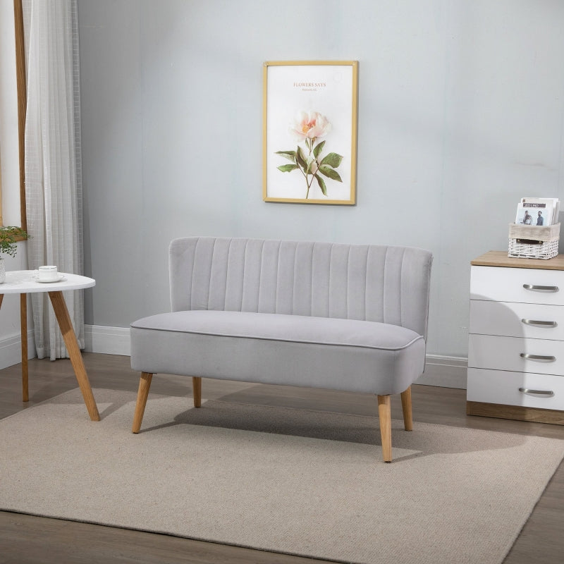Snow White Love Seat With Wooden Legs
