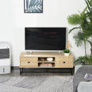 Light Oak TV Unit with Patterned Design