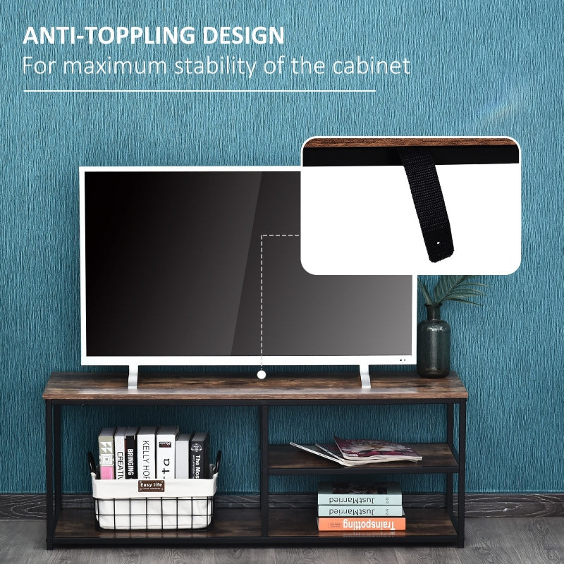 Wood Effect Industrial-Style Multi Shelf TV Unit