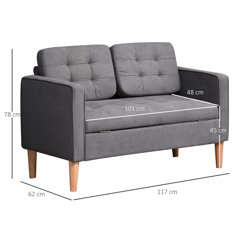 Fabric Couch With Storage (Grey)