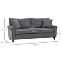 2 Seater Grey Fabric Sofa With Buttoned Arm Trim