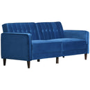 Modern Blue Velvet-Style Adjustable Sofabed