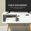 White Standing TV Unit With Wooden Legs