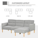 Reversible Grey Corner Sofa With Footstall