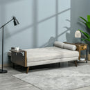 Retro White Three Seater Sofabed With Wooden Table