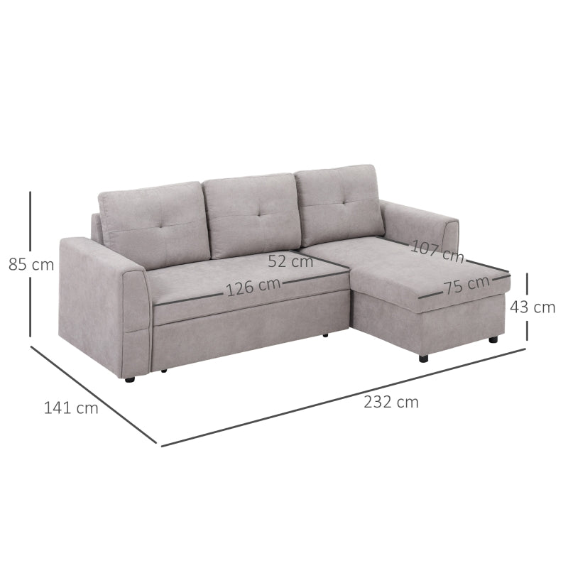 Grey Studio Corner Sofabed With Storage