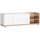 White & Wooden TV Stand on Wheels