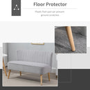 Snow White Love Seat With Wooden Legs