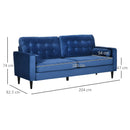 Blue Velvet-Style Vintage Fabric Sofa
