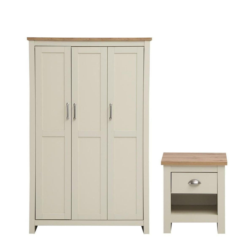 Lisbon 2 Piece Set (3 Door Wardrobe, 1 Drw Bedside) - Bedroom Sets