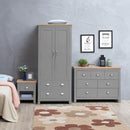 Lisbon 3 Piece Set (2 Door Wardrobe, 3+4 Chest, 1 Drw Bedside) Light Grey - Bedroom Sets