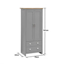 Lisbon 3 Piece Set (2 Door Wardrobe, 3+4 Chest, 1 Drw Bedside) Light Grey - Bedroom Sets