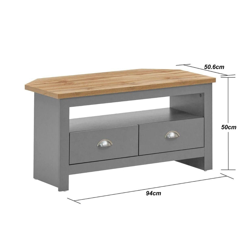Lisbon 3 Piece Set (Corner TV Unit 2 Drawers, 1 Door & 3 Drawer Sideboard, 2 Drawer Coffee Table) Light Grey - Living Room Sets