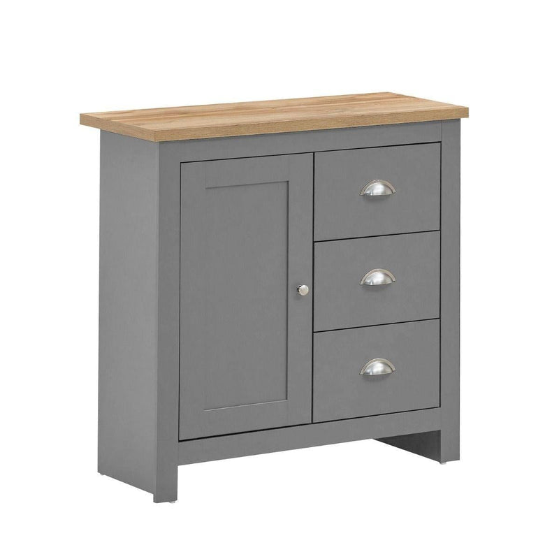 Lisbon 3 Piece Set (Corner TV Unit 2 Drawers, 1 Door & 3 Drawer Sideboard, 2 Drawer Coffee Table) Light Grey - Living Room Sets