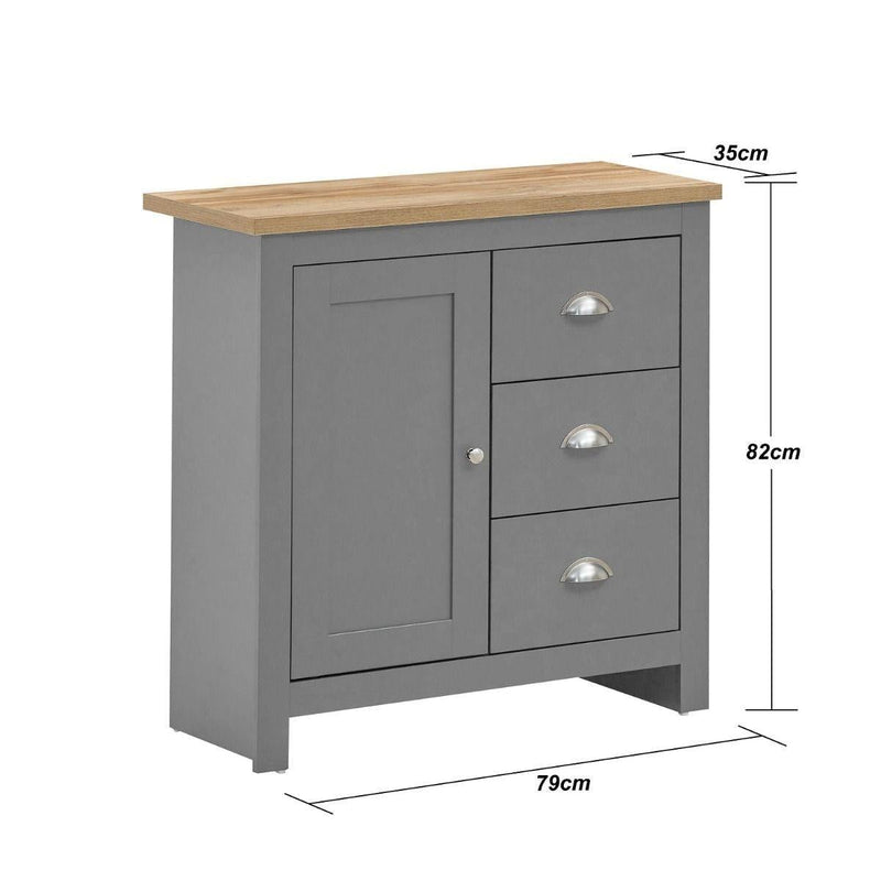 Lisbon 3 Piece Set (Corner TV Unit 2 Drawers, 1 Door & 3 Drawer Sideboard, 2 Drawer Coffee Table) Light Grey - Living Room Sets