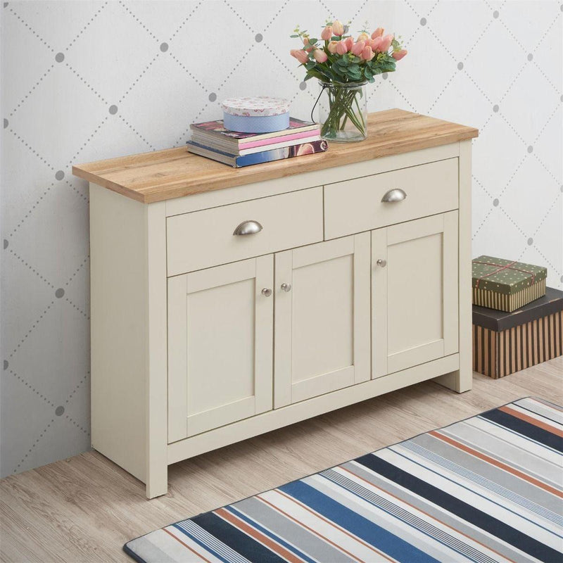 Lisbon 3 Piece Set (Corner TV Unit 2 Drawers, 3 Doors & 2 Drawer Sideboard, 2 Drawer Coffee Table) Cream - Living Room Sets