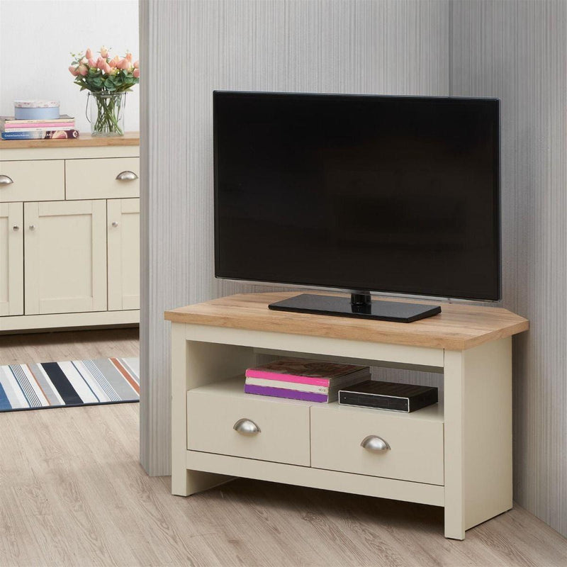 Lisbon 3 Piece Set (Corner TV Unit 2 Drawers, 3 Doors & 2 Drawer Sideboard, 2 Drawer Coffee Table) Cream - Living Room Sets