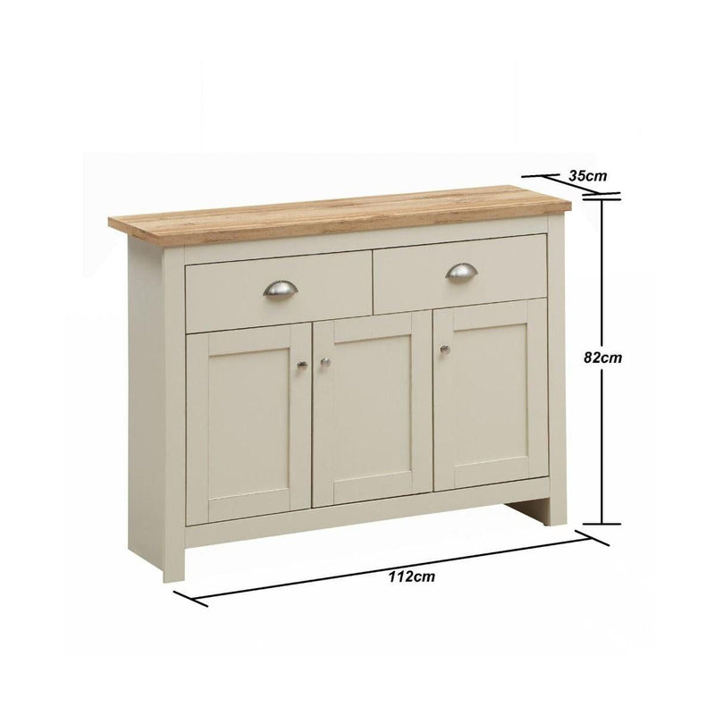 Lisbon 3 Piece Set (Corner TV Unit 2 Drawers, 3 Doors & 2 Drawer Sideboard, 2 Drawer Coffee Table) Cream - Living Room Sets