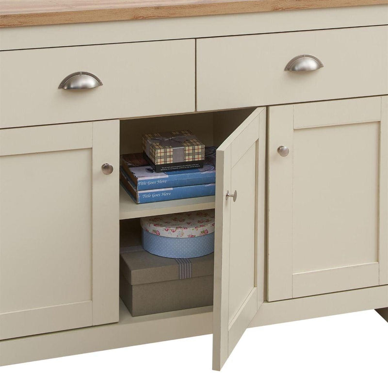 Lisbon 3 Piece Set (TV Unit  1 Door 1 Shelf, 3 Doors & 2 Drawer Sideboard, 2 Drawer Coffee Table) Cream - Living Room Sets