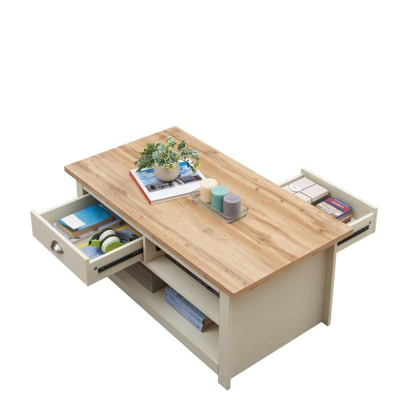 Lisbon 3 Piece Set (TV Unit  1 Door 1 Shelf, 3 Doors & 2 Drawer Sideboard, 2 Drawer Coffee Table) Cream - Living Room Sets