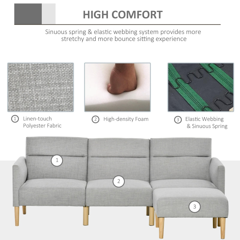 Reversible Grey Corner Sofa With Footstall