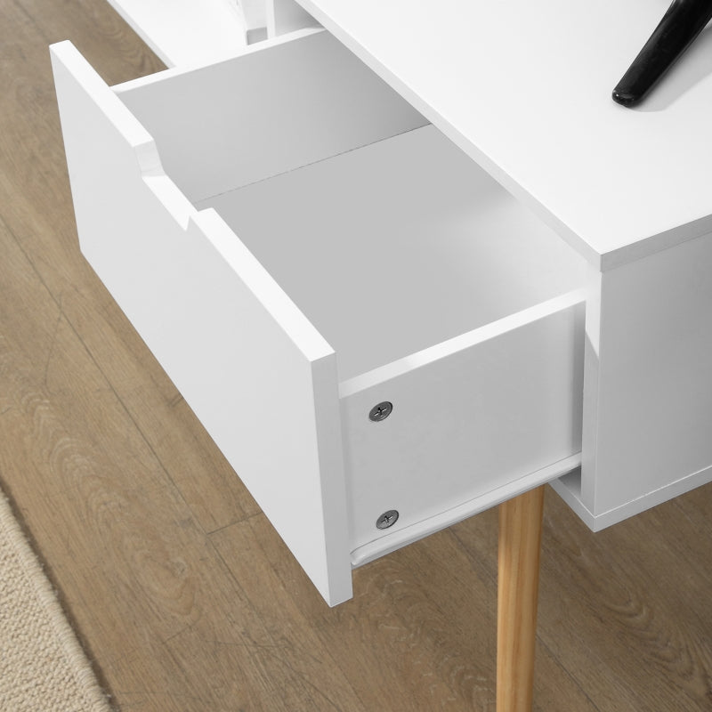White Standing TV Unit With Wooden Legs