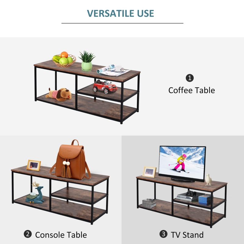 Wood Effect Industrial-Style Multi Shelf TV Unit