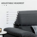 Dark Grey 3 Seater L-Shaped Sofa With Adjustable Headrest