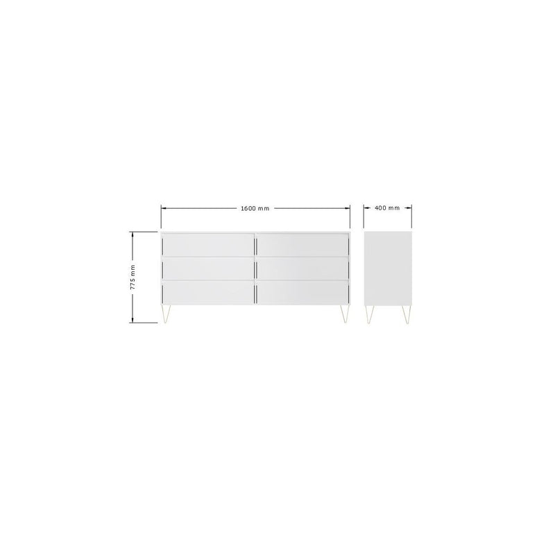 White 6 Drawer Chest
