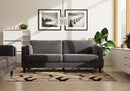 3 Seater Dark Grey Cushion Back Velvet Sofa