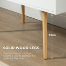 White Standing TV Unit With Wooden Legs