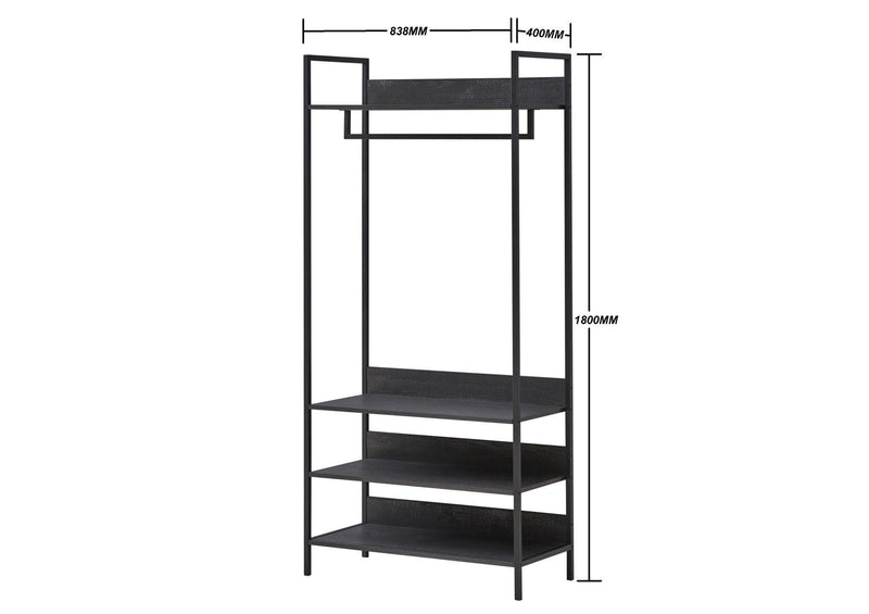 Zahra 3 Piece Bedroom Furniture Set Open Wardrobes - Bedroom Sets